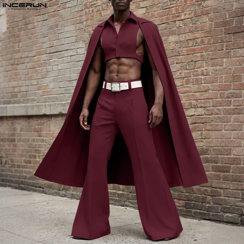 Fashion Streetwear - INCERUN Men Sets Solid Color Lapel