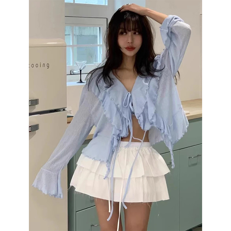 Street Fashion In Korea - MEXZT Cropped White Shirts Women Fashion