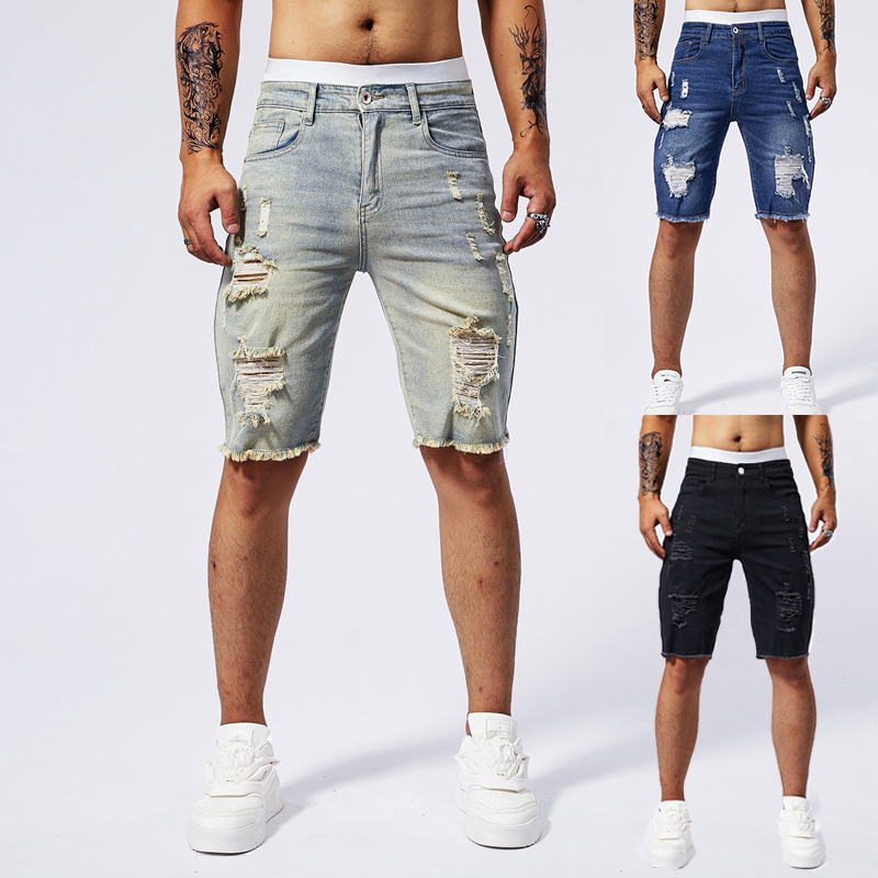 Street Fashion Brand - 2025 Summer New Men's Ripped Denim