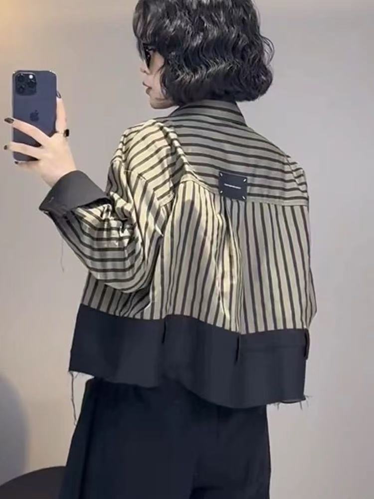 Street Fashion In Korea - Retro Design Short Jackets Shirts Black