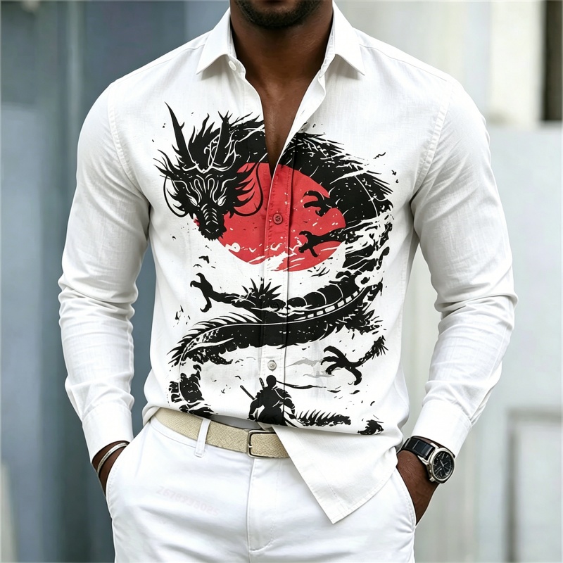 Fashion Streetwear - 2026 New Men's Shirt White Black