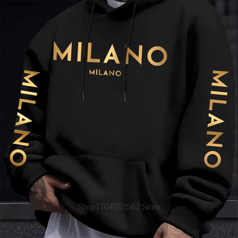 Street Fashion Milano - Milano Letter Print Hoodie for Men
