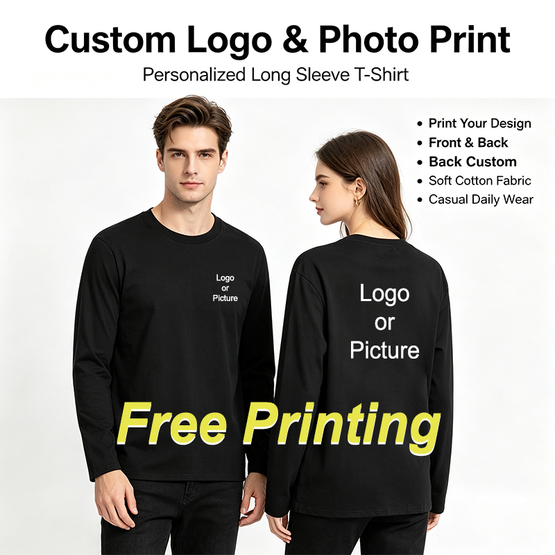 Fashion Streetwear - Customized Cotton Long Sleeve T-shirts Men