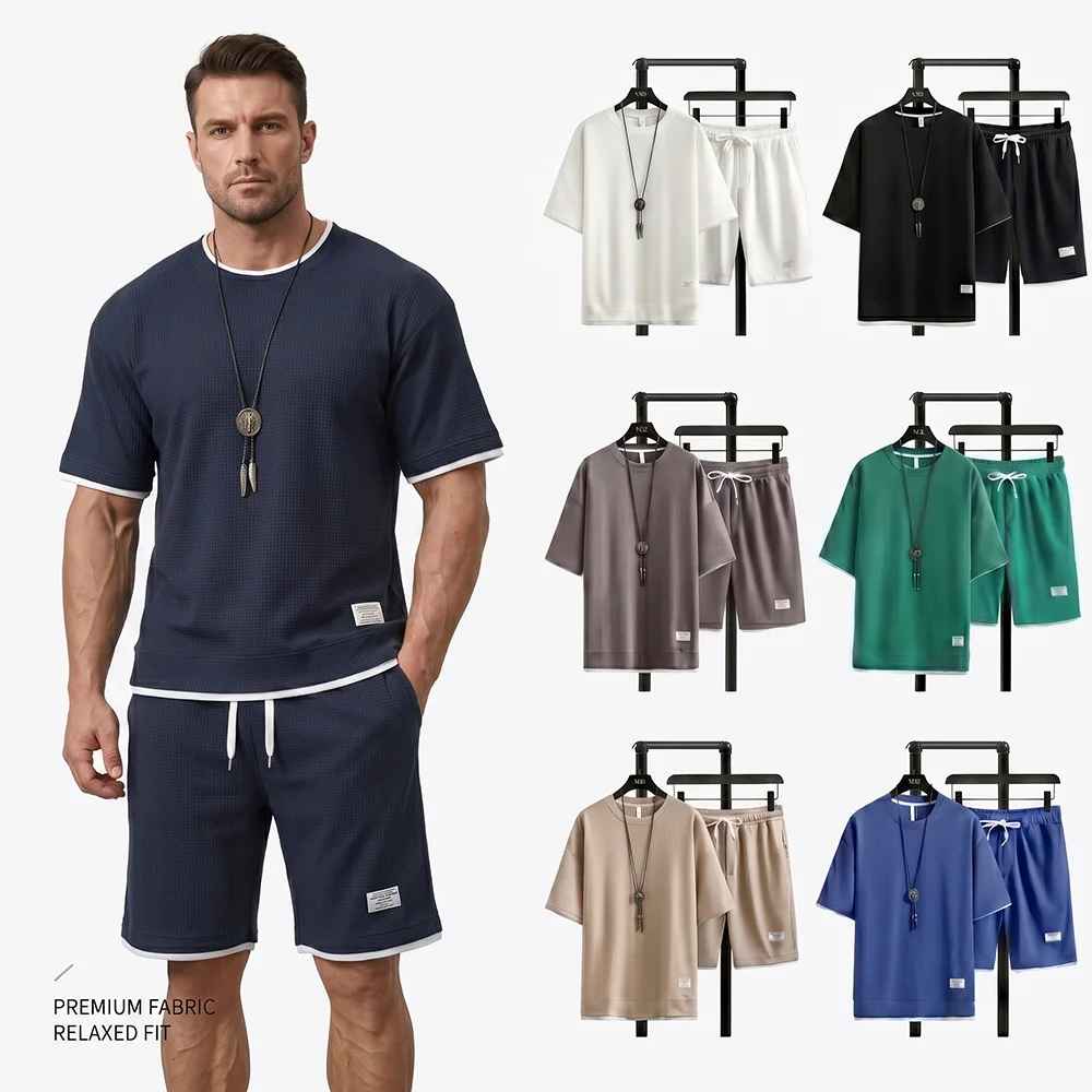 Summer Men's Waffle Knit Track - Street Fashion Dance review and price