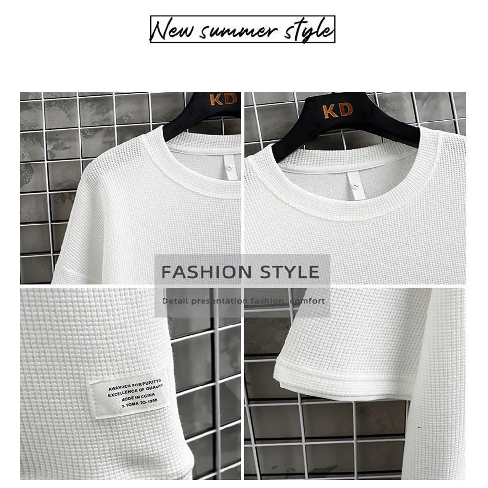 Summer Men's Waffle Knit Track - Street Fashion Dance review and price