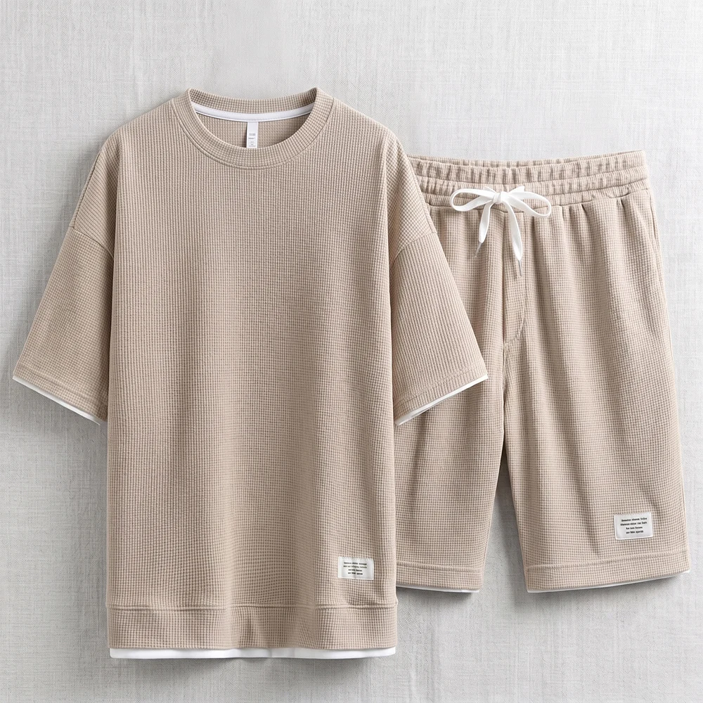 Summer Men's Waffle Knit Track - Street Fashion Dance review and price