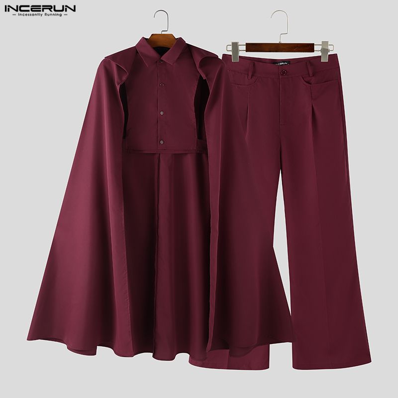 INCERUN Men Sets Solid Color L - Fashion Streetwear review and price