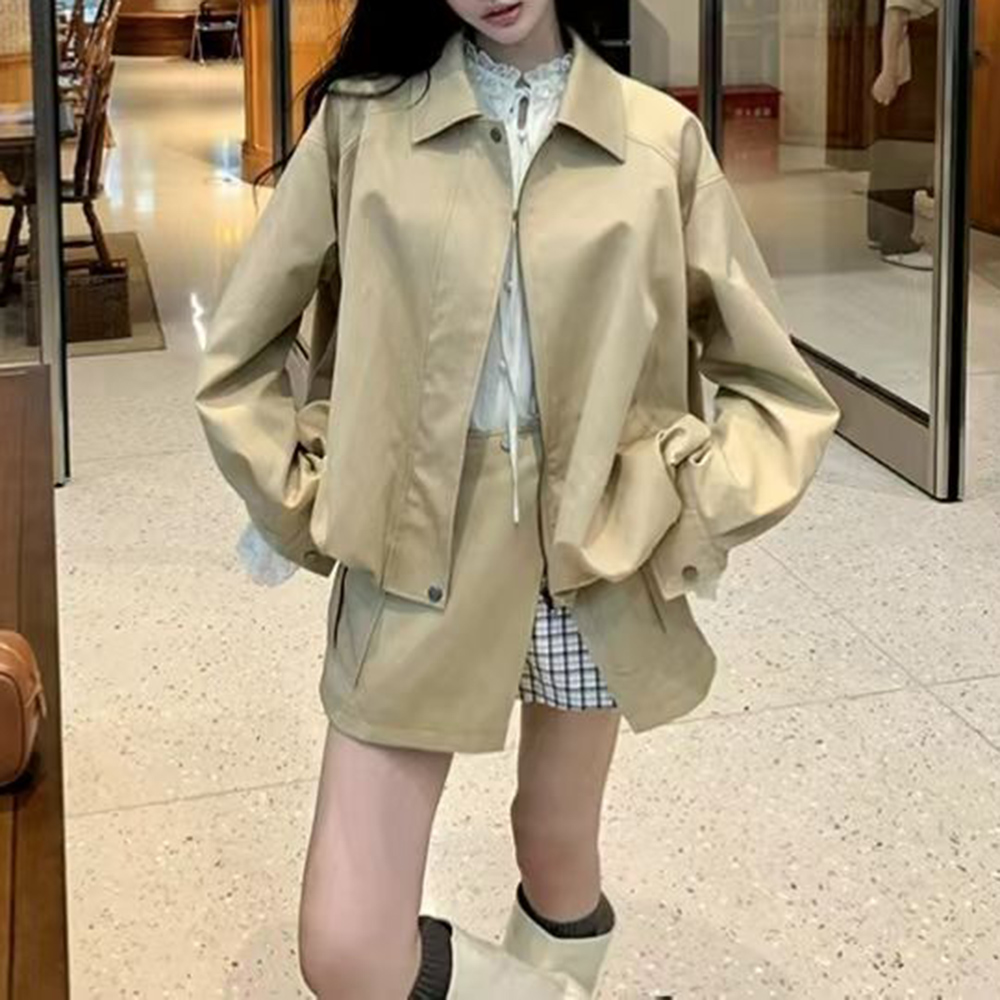 TWOTWINSTYLE Khakl Spliced Poc - Street Fashion Jacket review and price