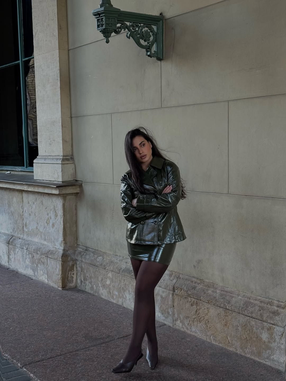 Dark Brown Patent Leather Skir - Street Fashion Jacket review and price