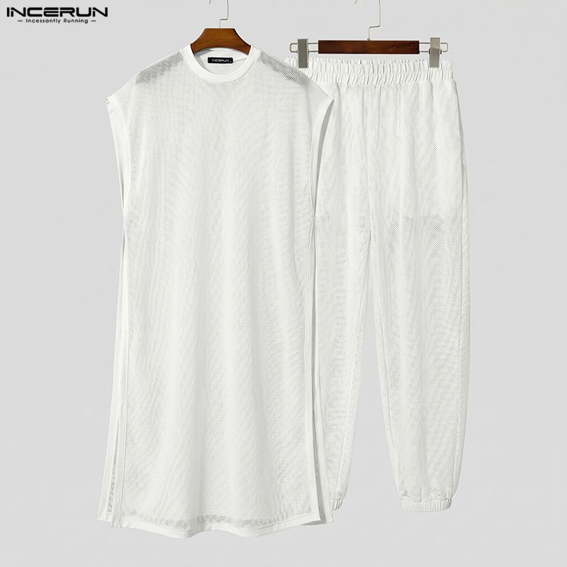 INCERUN Men Sets Mesh See Thro - Fashion Streetwear review and price
