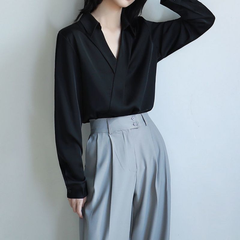 Gidyq Women Black Chiffon Shir - Street Fashion In Korea review and price
