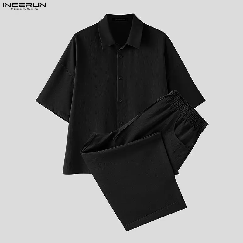 INCERUN Men's Sets Solid Lapel - Fashion Streetwear review and price