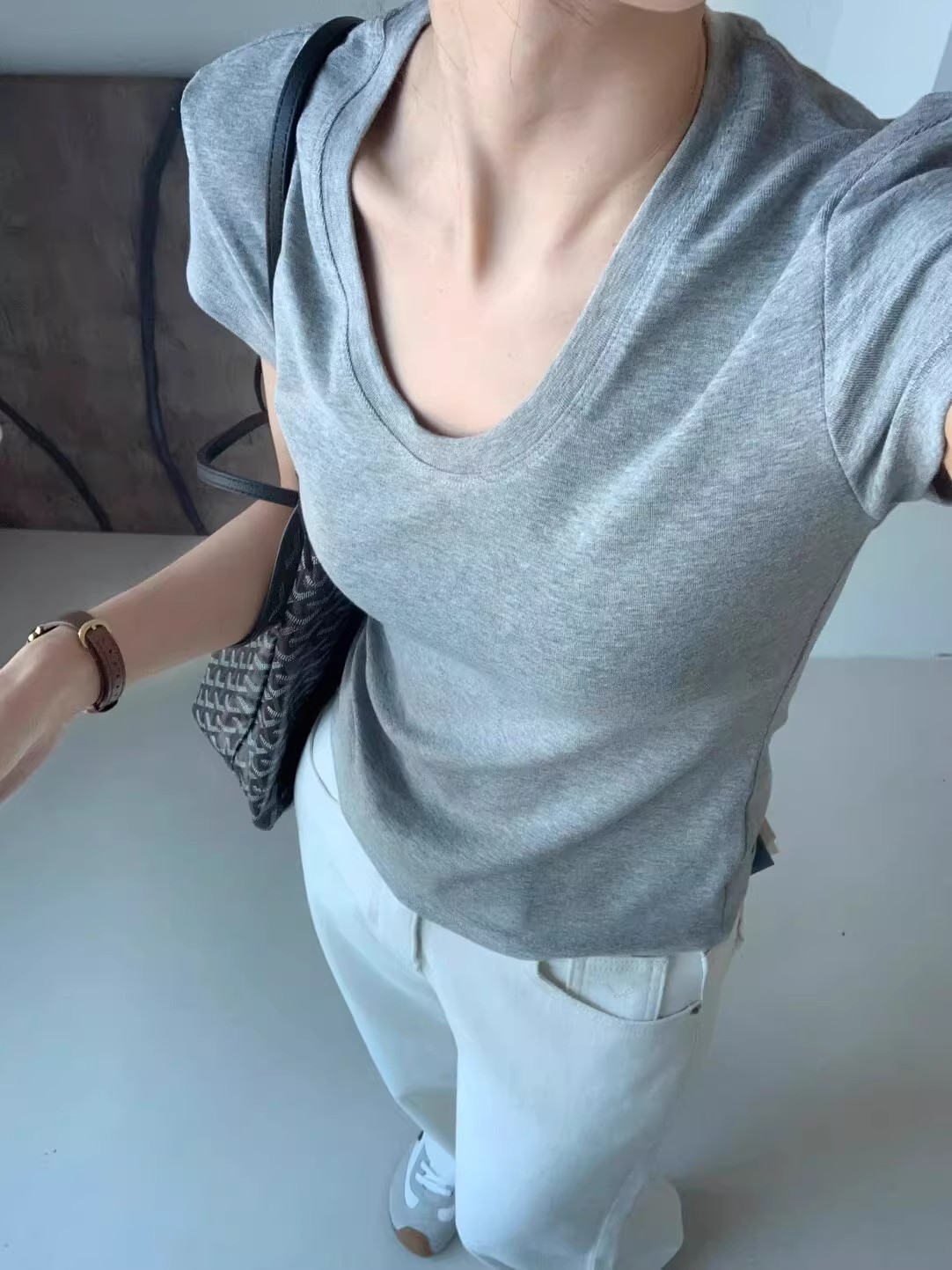 U-Neck Shoulder Short Sleeve T - Fashion Streetwear review and price