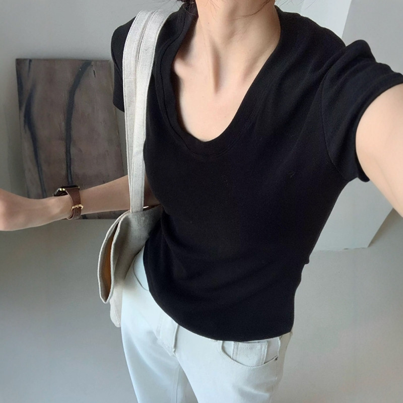 U-Neck Shoulder Short Sleeve T - Fashion Streetwear review and price