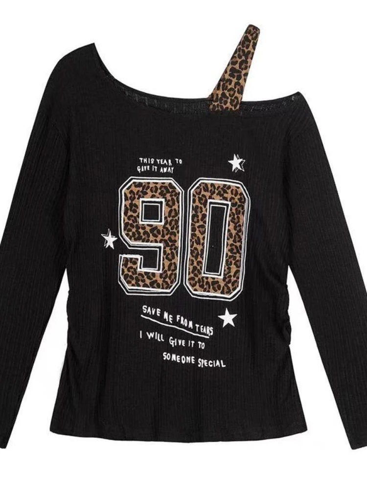 Y2K Patchwork Leopard Print T- - Fashion Streetwear review and price
