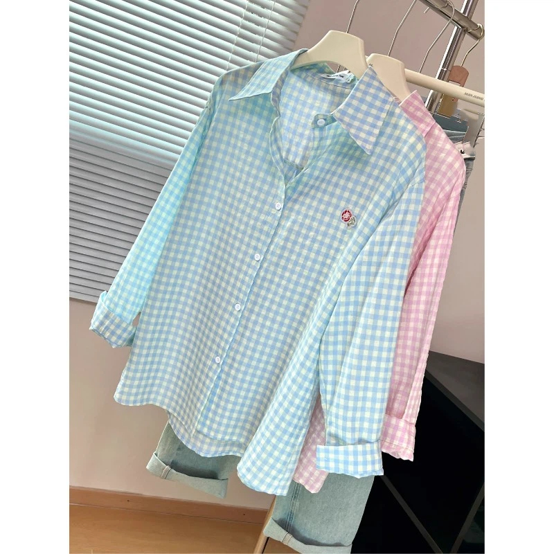 Embroidery Flower Plaid Design - Street Fashion In Korea review and price