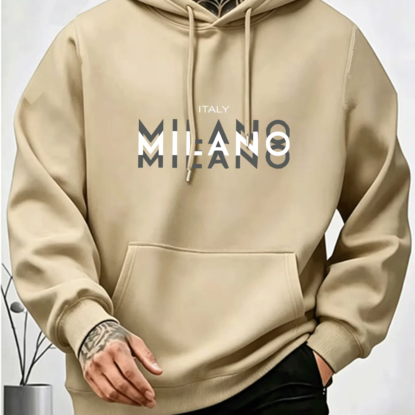 Men's MILANO Letter Print Hood - Street Fashion Milano review and price