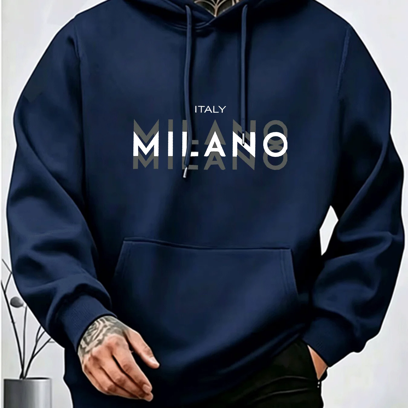 Men's MILANO Letter Print Hood - Street Fashion Milano review and price