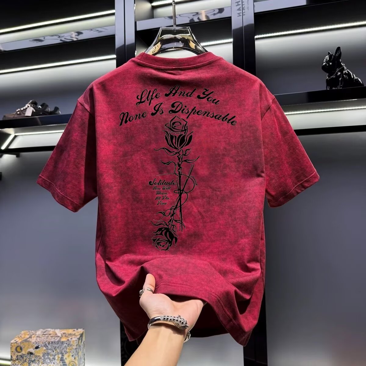 Summer men's khaki T-shirt Hig - Street Fashion In Chinese review and price