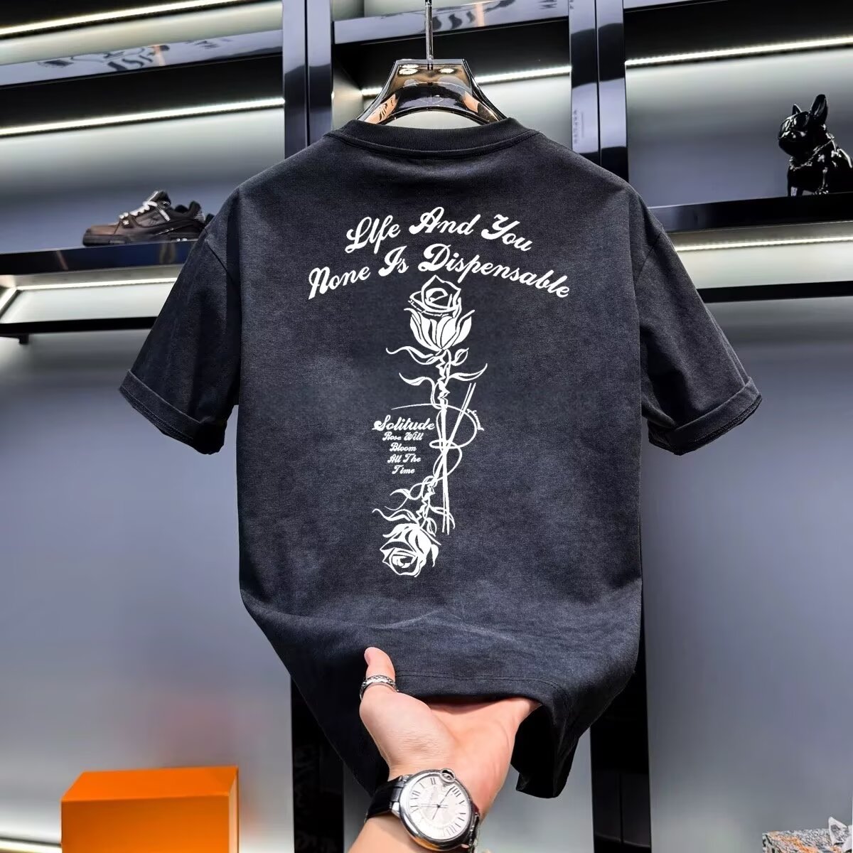 Summer men's khaki T-shirt Hig - Street Fashion In Chinese review and price