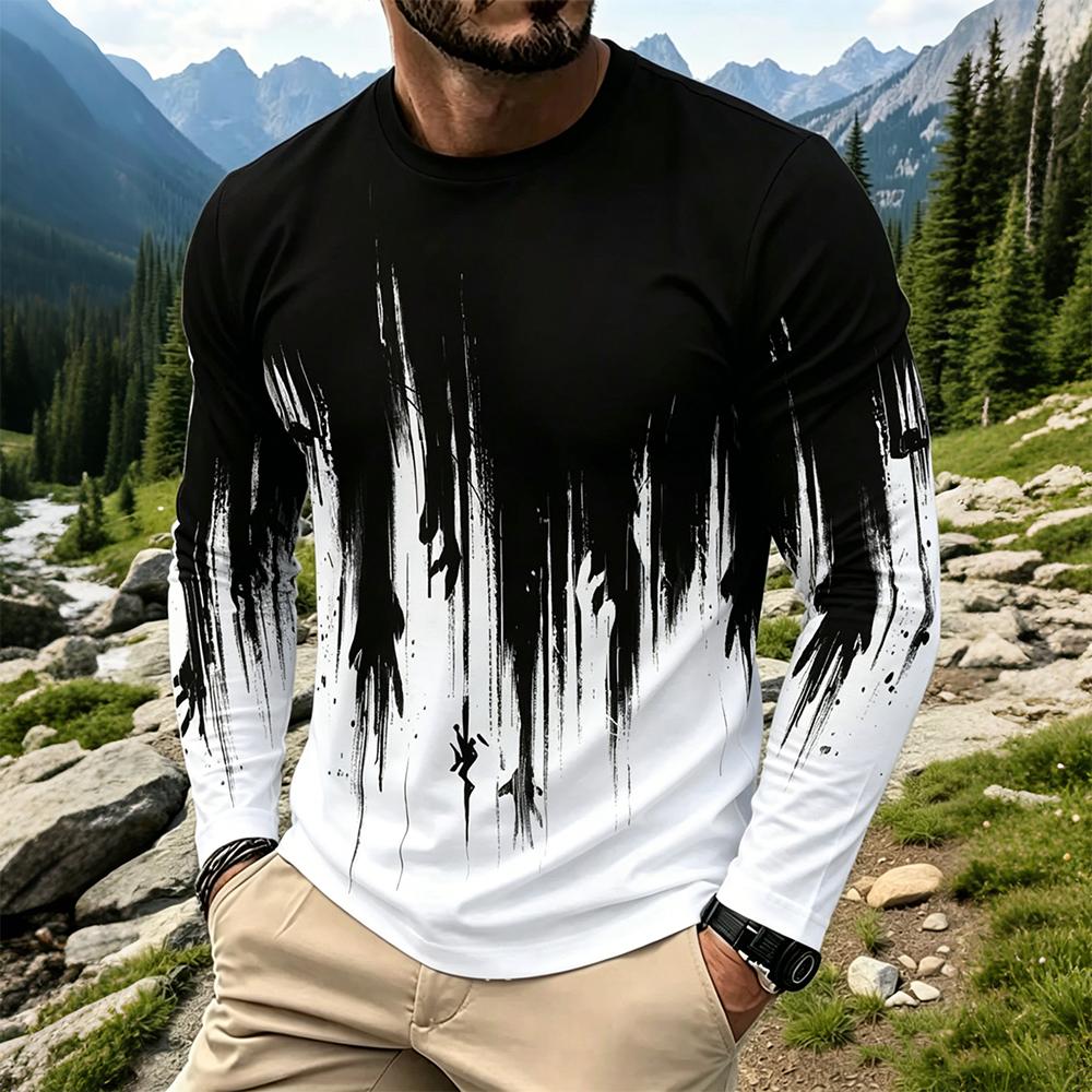 Men's Gradient Ink Splash Long - Fashion Streetwear review and price