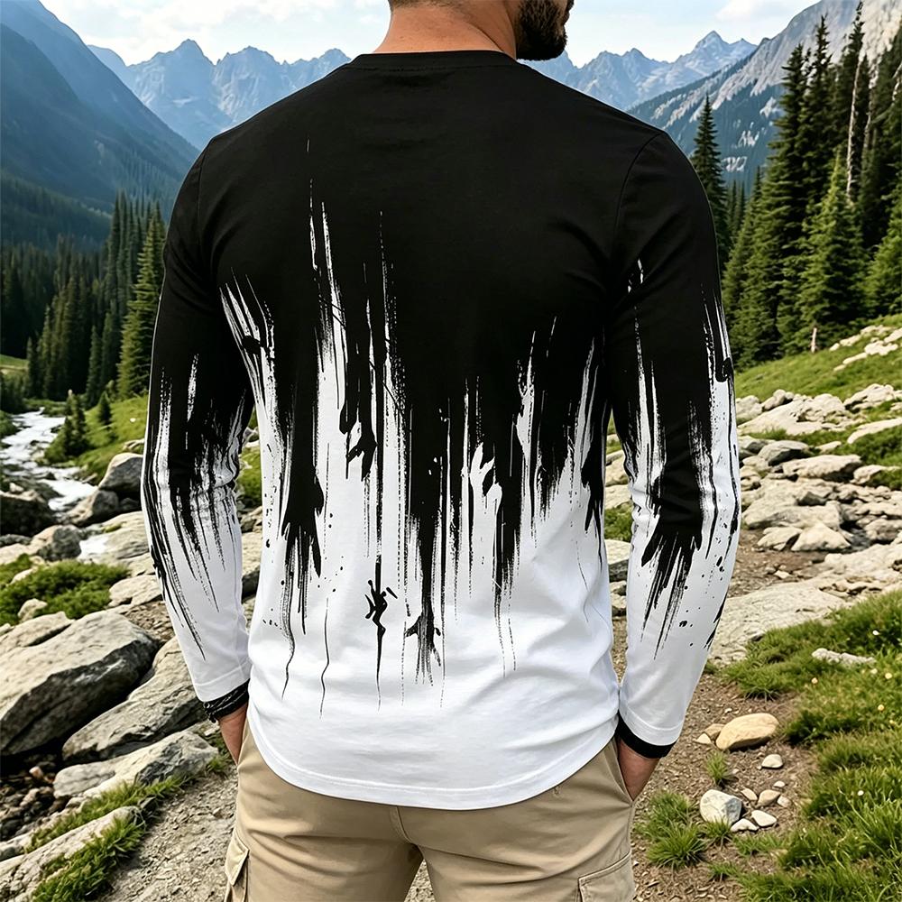 Men's Gradient Ink Splash Long - Fashion Streetwear review and price