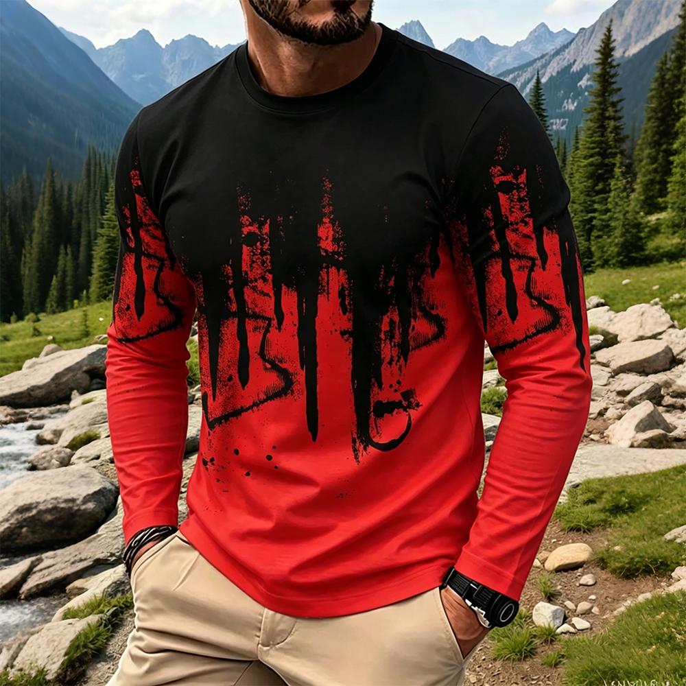 Men's Gradient Ink Splash Long - Fashion Streetwear review and price